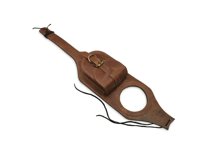 For Royal Enfield Classic 650 Fuel Tank Belt with Pouch, Brown Tan