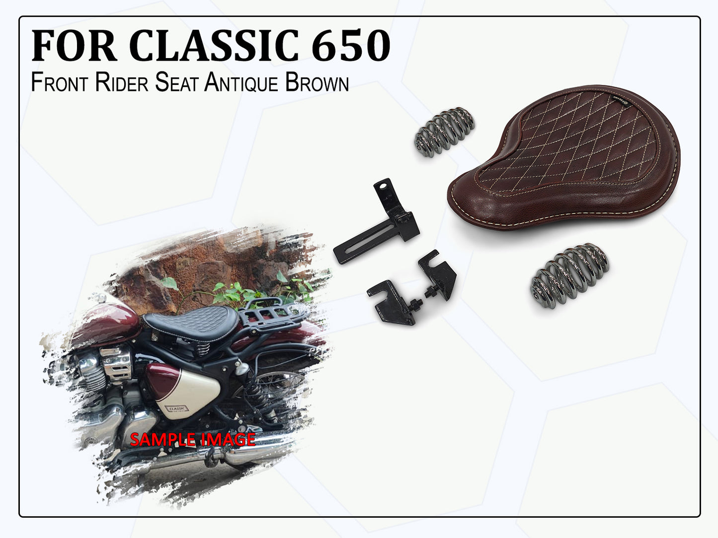 For Royal Enfield Classic 650 Genuine Leather Front Rider Seat Antique Brown