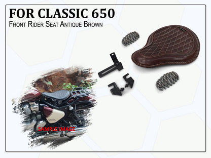 For Royal Enfield Classic 650 Genuine Leather Front Rider Seat Antique Brown