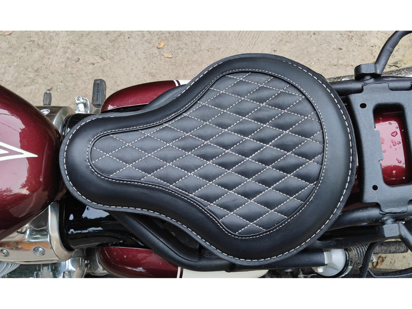 For Royal Enfield Classic 650 Genuine Leather Front Rider Seat Black Color