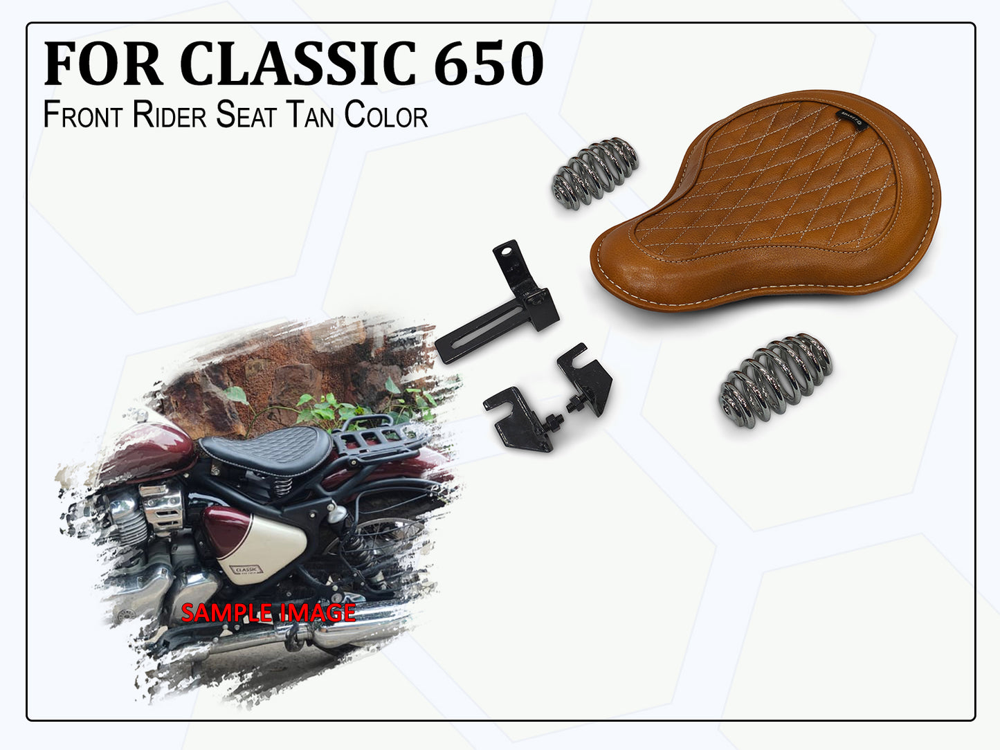 For Royal Enfield Classic 650 Genuine Leather Front Rider Seat Tan Color
