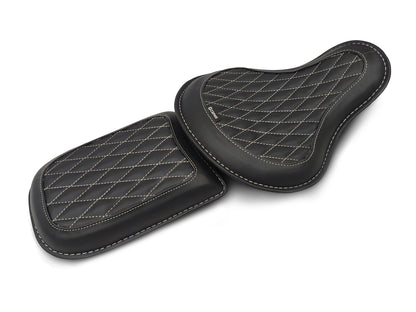 For Royal Enfield Classic 650 Genuine Leather Front & Rear Seat Black Color