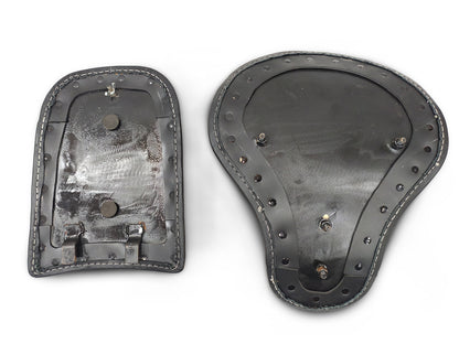 For Royal Enfield Classic 650 Genuine Leather Front & Rear Seat Black Color