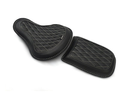For Royal Enfield Classic 650 Genuine Leather Front & Rear Seat Black Color