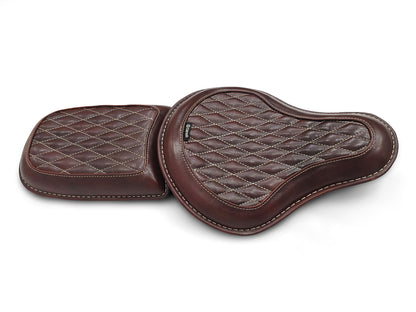 For Royal Enfield Classic 650 Genuine Leather Front & Rear Seat Antique Brown