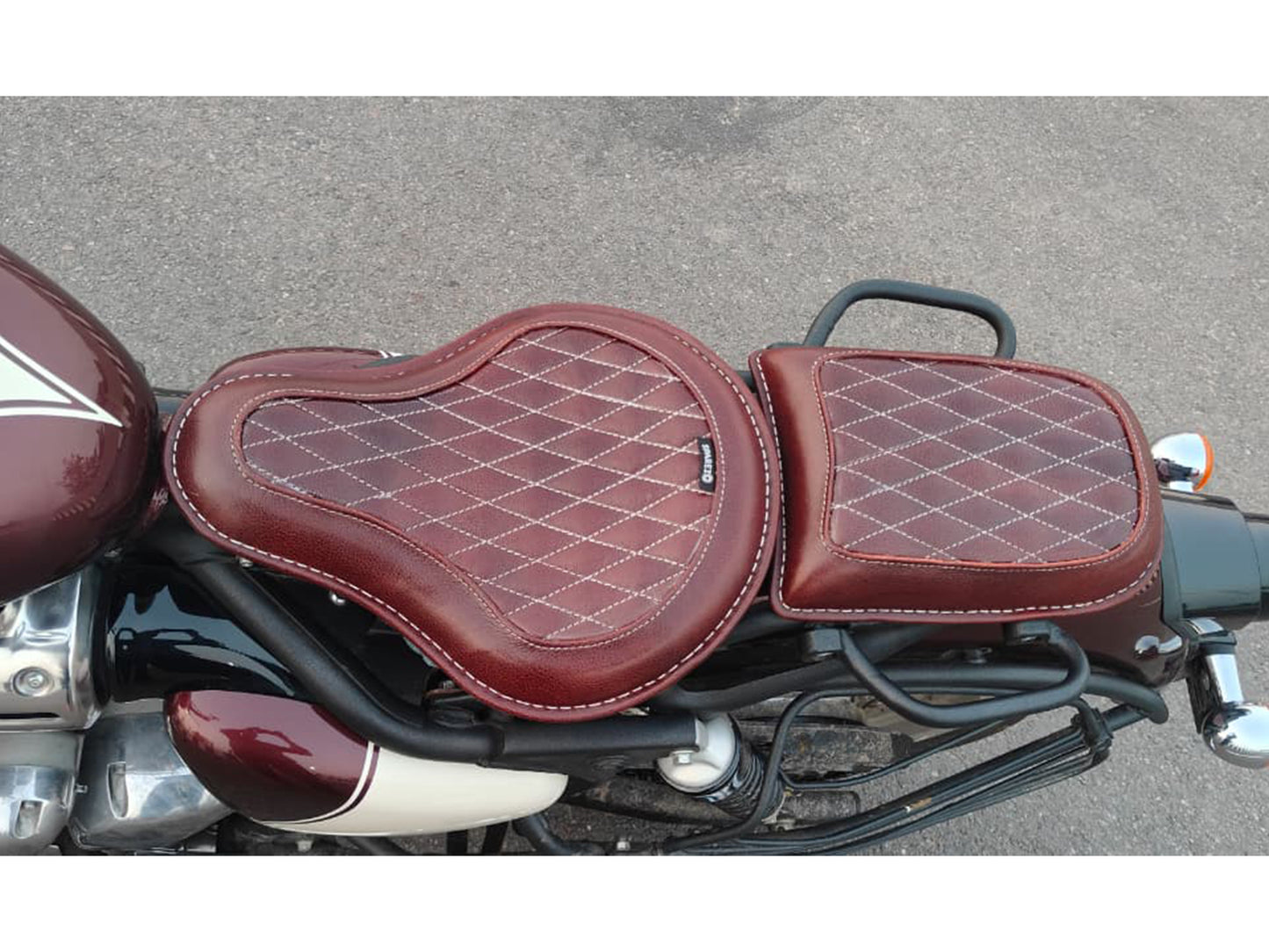 For Royal Enfield Classic 650 Genuine Leather Front & Rear Seat Antique Brown