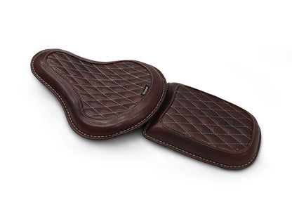 For Royal Enfield Classic 650 Genuine Leather Front & Rear Seat Antique Brown