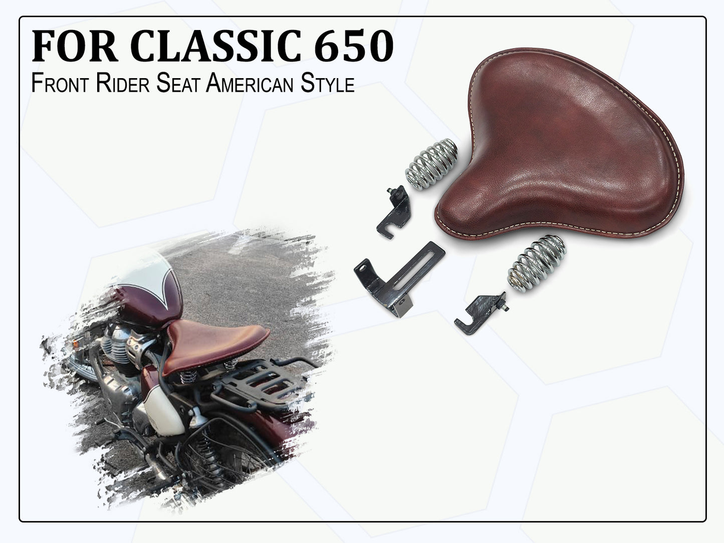 For Royal Enfield Classic 650 Front Rider American Type Solo Seat Antique Brown