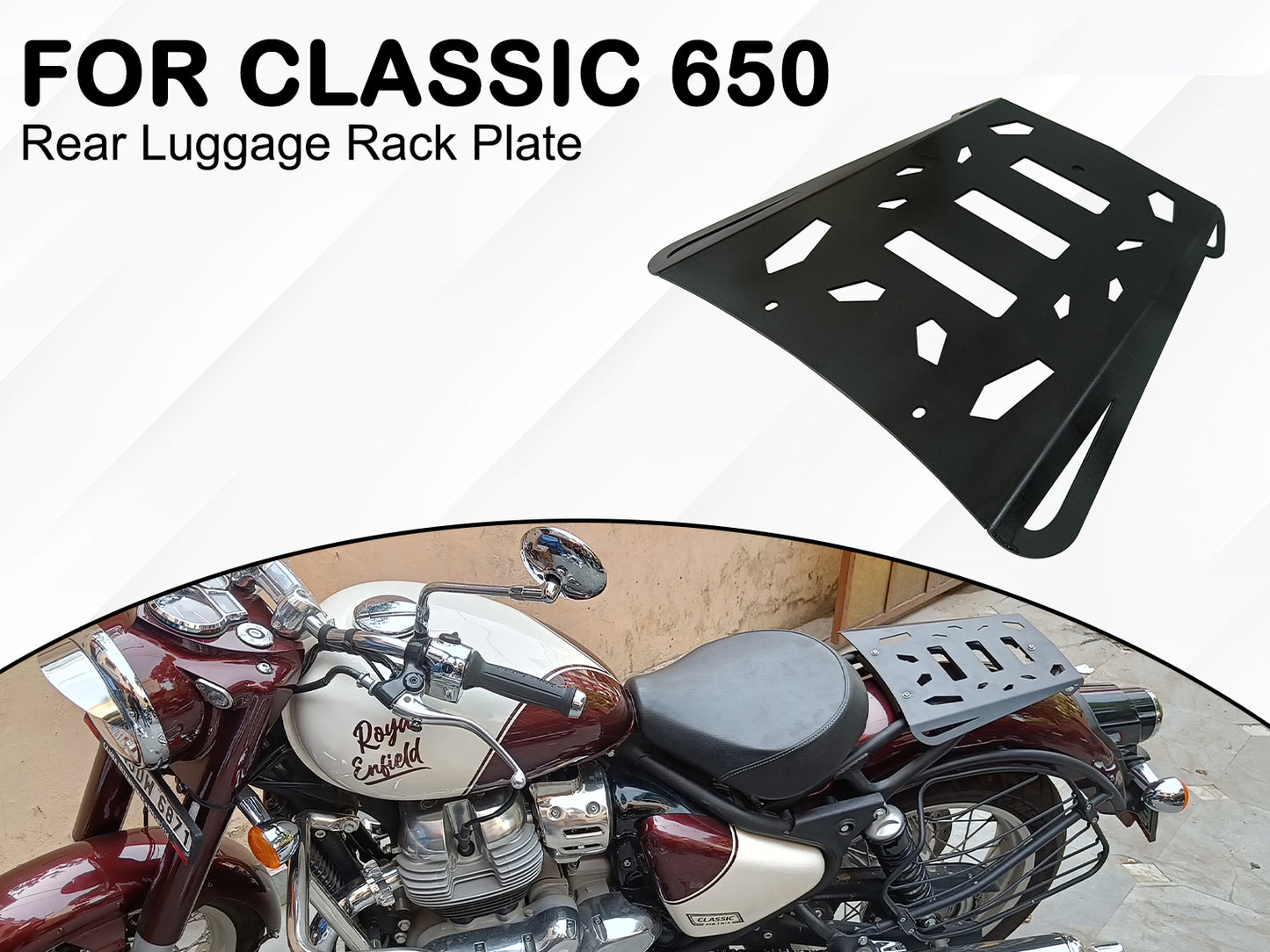 Fit For Royal Enfield Classic 650 Vermillion Solo Rack / Plate Black