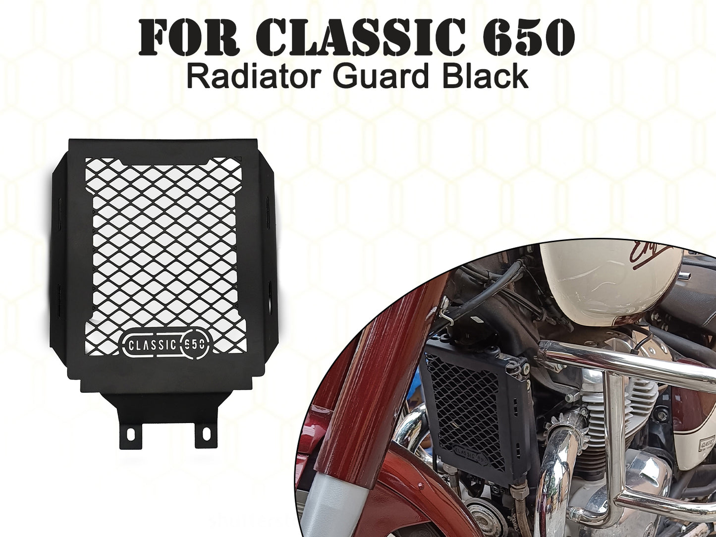 For Royal Enfield Classic 650 Stainless Steel Radiator Guard Black