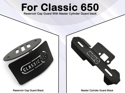 For Royal Enfield Classic 650 Master Cylinder Guard & Reservoir Cap Guard Black
