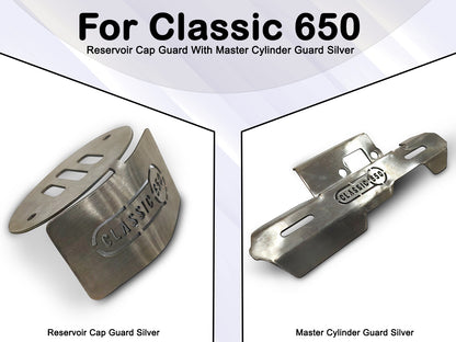 For Royal Enfield Classic 650 Master Cylinder Guard & Reservoir Cap Guard Silver