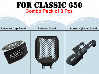 For Royal Enfield Classic 650 3 Pcs Accessories Combo Pack Black CP-1