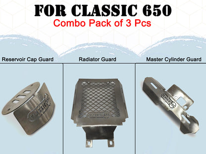 For Royal Enfield Classic 650 3 Pcs Accessories Combo Pack Silver CP-2