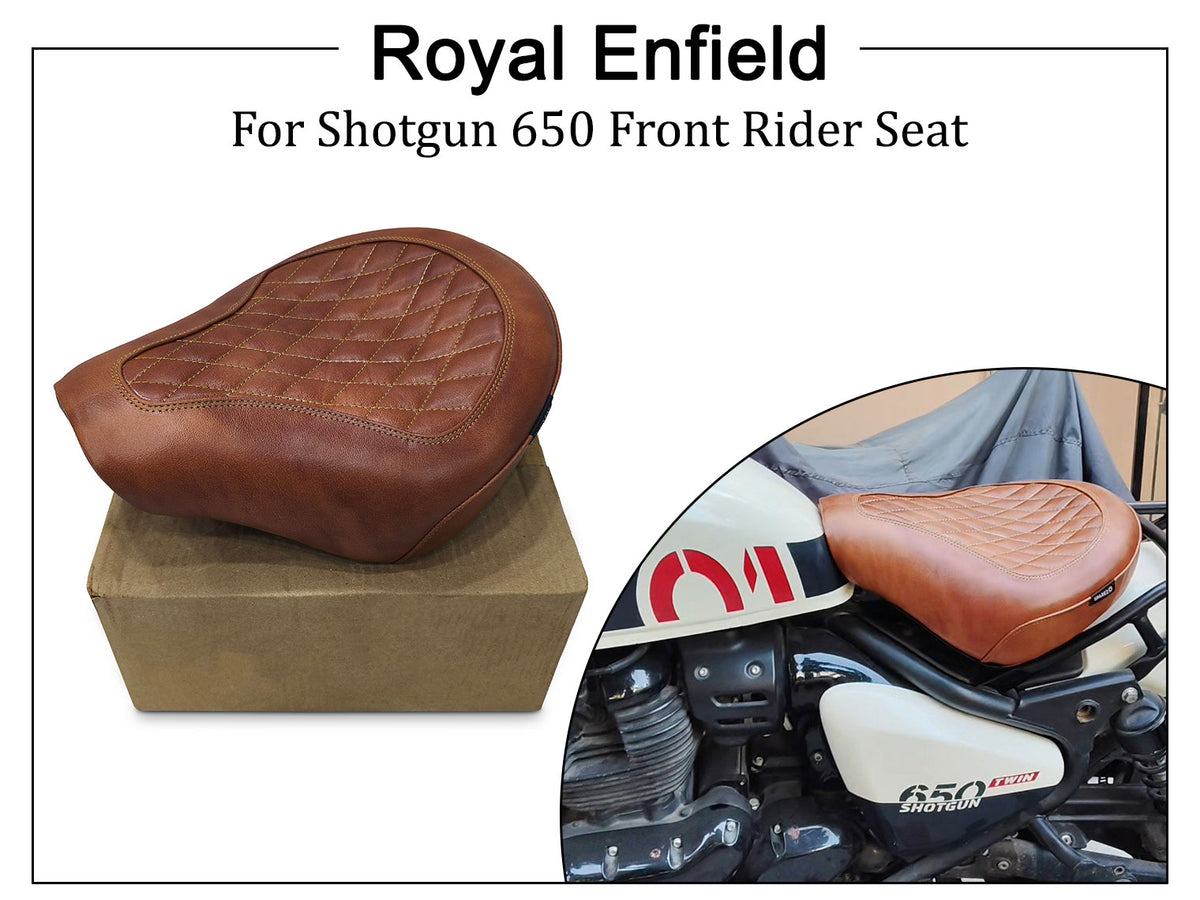 Fit For Royal Enfield Shotgun 650 Genuine Leather Front Rider Seat Brown D1