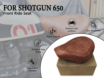 Fit For Royal Enfield Shotgun 650 Genuine Leather Front Rider Seat Brown D2