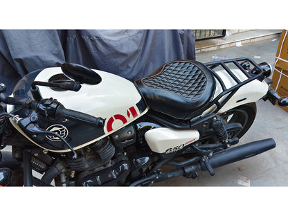 For Royal Enfield Shotgun 650 Genuine Leather Front Rider Seat Glossy Black D4