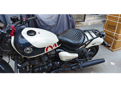 For Royal Enfield Shotgun 650 Genuine Leather Front Rider Seat Glossy Black D4