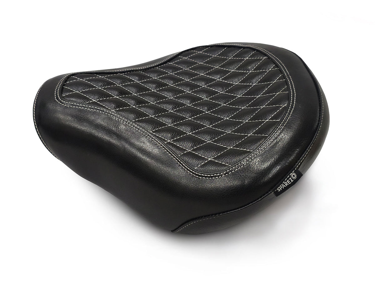 For Royal Enfield Shotgun 650 Genuine Leather Front Rider Seat Glossy Black D4