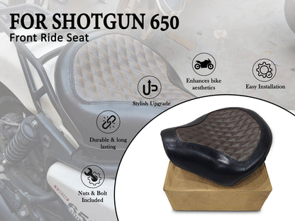 For Royal Enfield Shotgun 650 Genuine Leather Front Rider Seat Black & Brown D5
