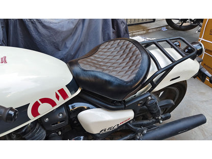 For Royal Enfield Shotgun 650 Genuine Leather Front Rider Seat Black & Brown D5