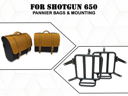 For Royal Enfield Shotgun 650 Genuine Leather Pannier Bags & Mounting D29