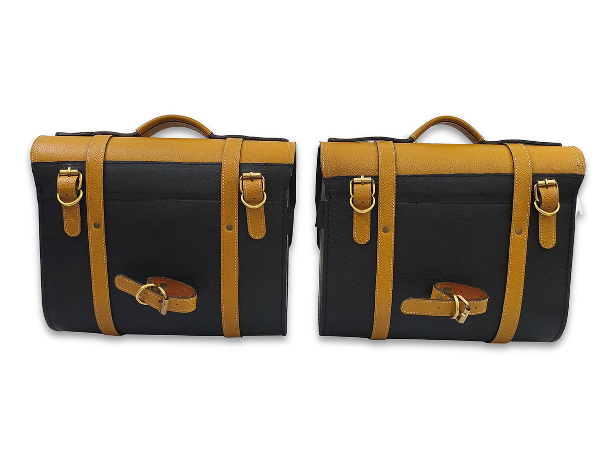 For Royal Enfield Shotgun 650 Genuine Leather Pannier Bags & Mounting D29