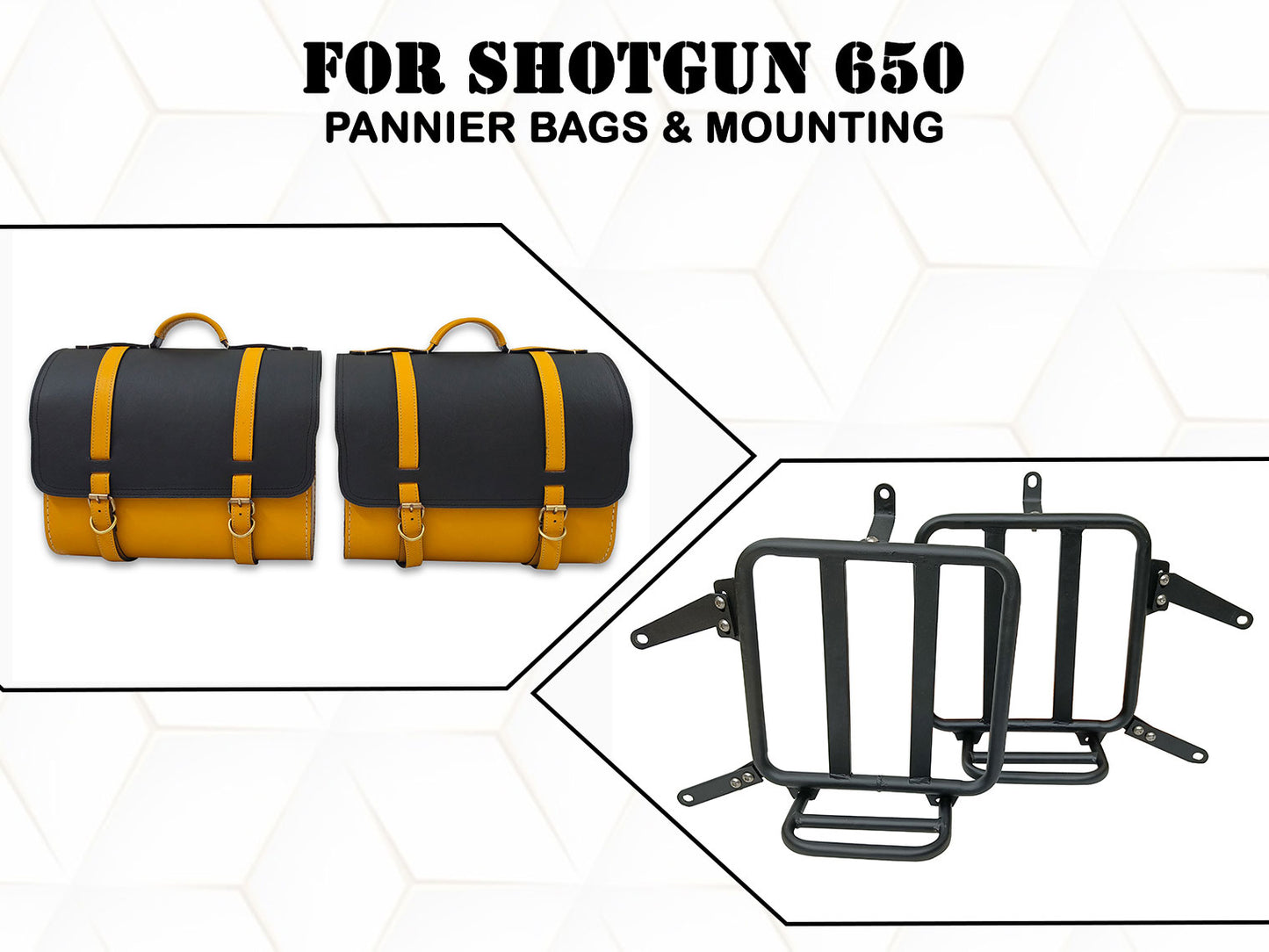 For Royal Enfield Shotgun 650 Genuine Leather Pannier Bags & Mounting D30