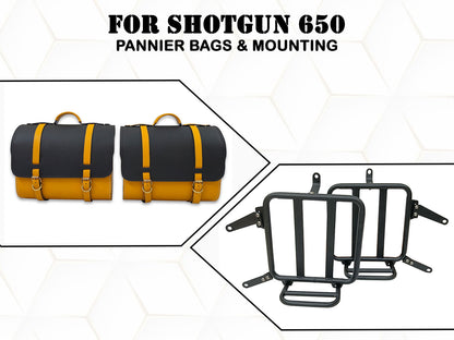 For Royal Enfield Shotgun 650 Genuine Leather Pannier Bags & Mounting D30