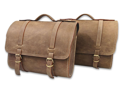 For Royal Enfield Shotgun 650 Genuine Leather Pannier Bags & Mounting D31