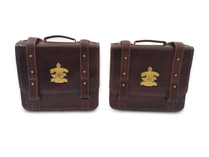 For Royal Enfield Shotgun 650 Genuine Leather Pannier Mounting & Bags D32
