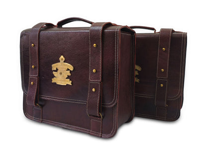 For Royal Enfield Shotgun 650 Genuine Leather Pannier Mounting & Bags D32