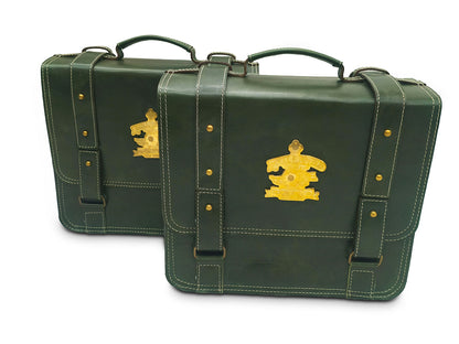 For Royal Enfield Shotgun 650 Leather Dark Green Pannier Bags & Mounting
