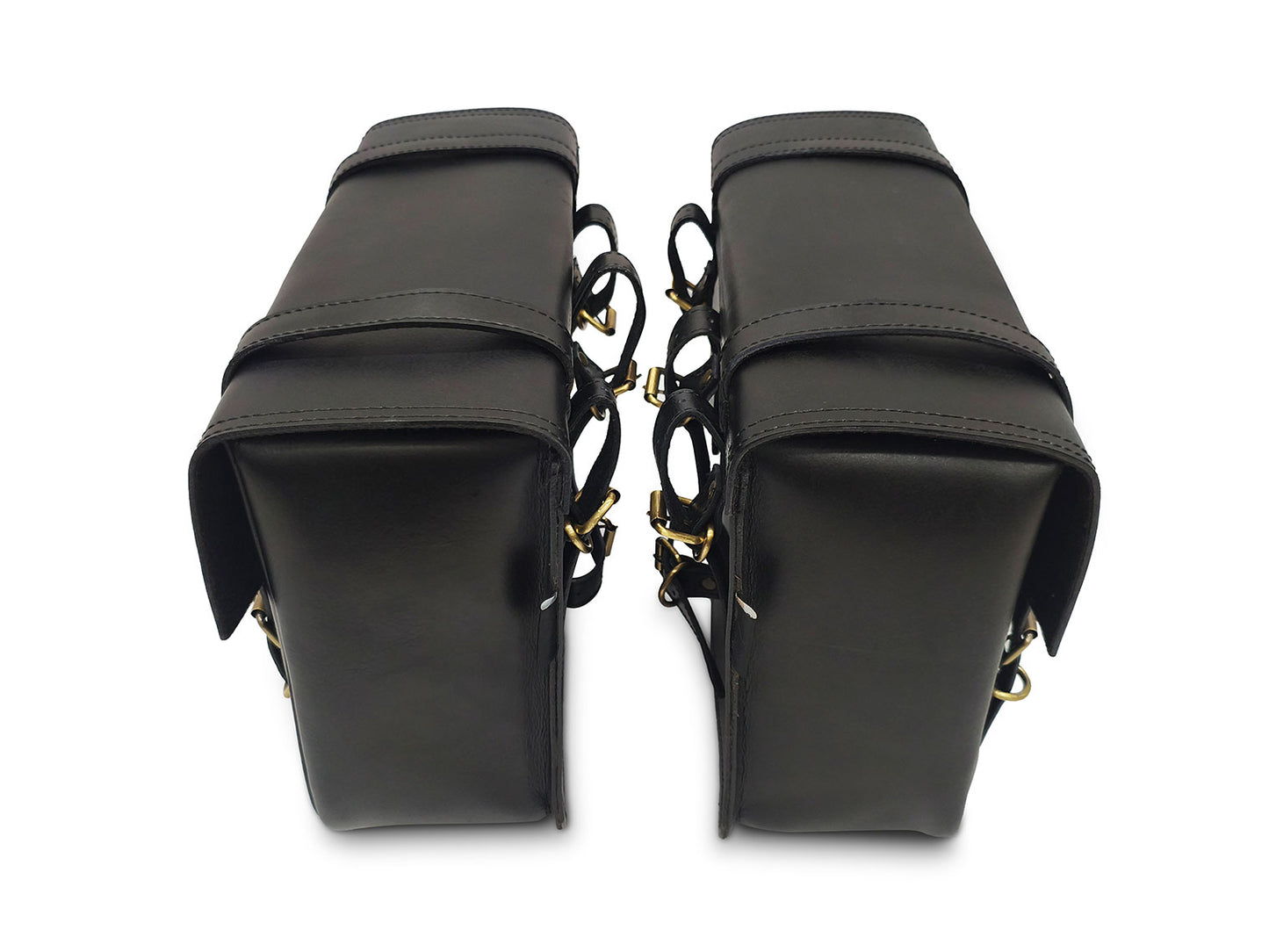 For Royal Enfield Shotgun 650 Leather Black Color Pannier Bags & Mounting