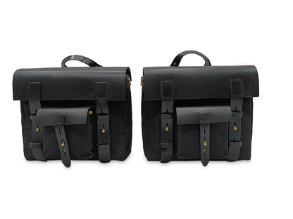 Fit For Royal Enfield Shotgun 650 Canvas Pannier Bags With Mounting Black
