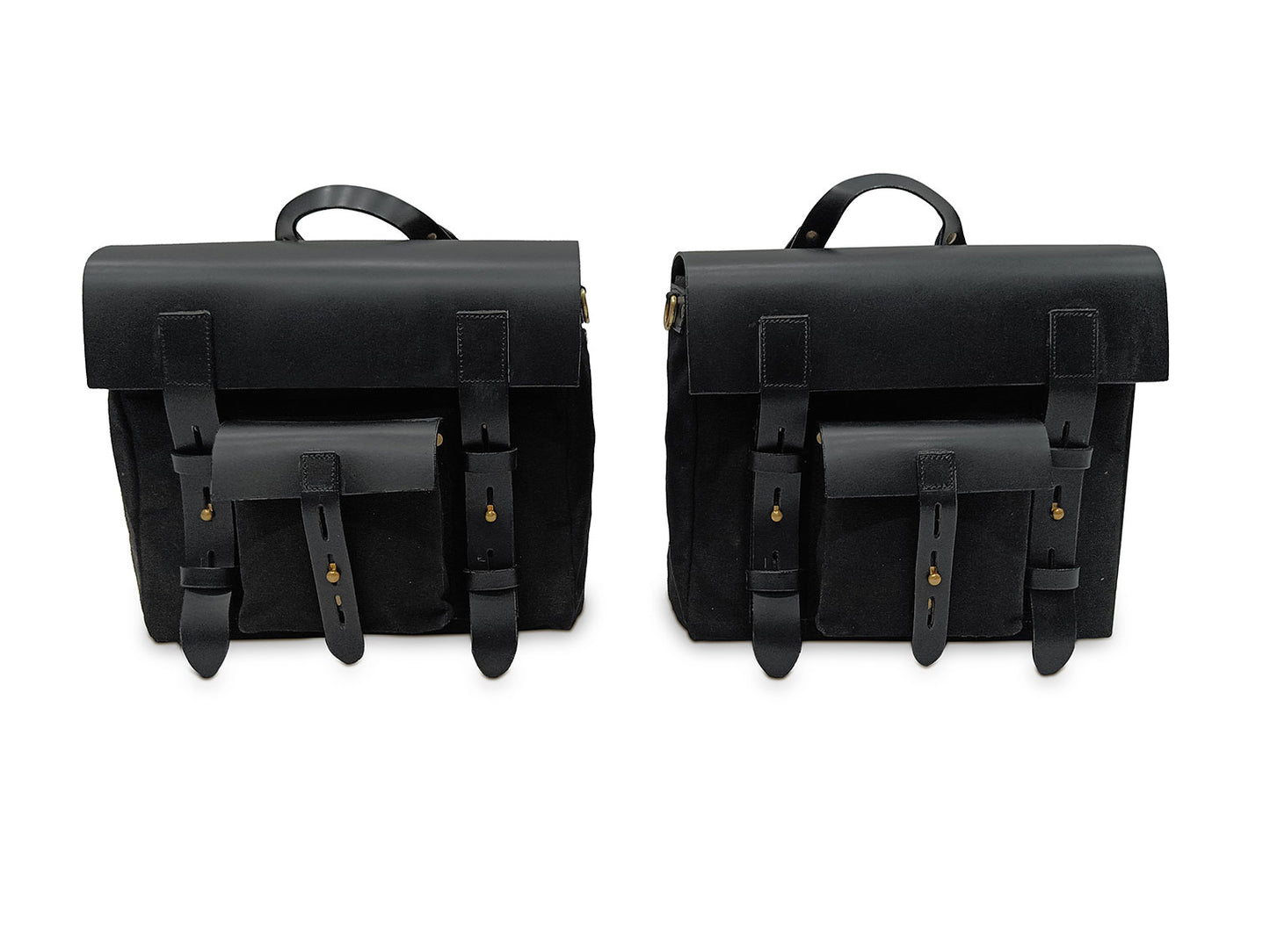 Fit For Royal Enfield Shotgun 650 Canvas Pannier Bags With Mounting Black