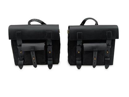 Fit For Royal Enfield Shotgun 650 Canvas Pannier Bags With Mounting Black