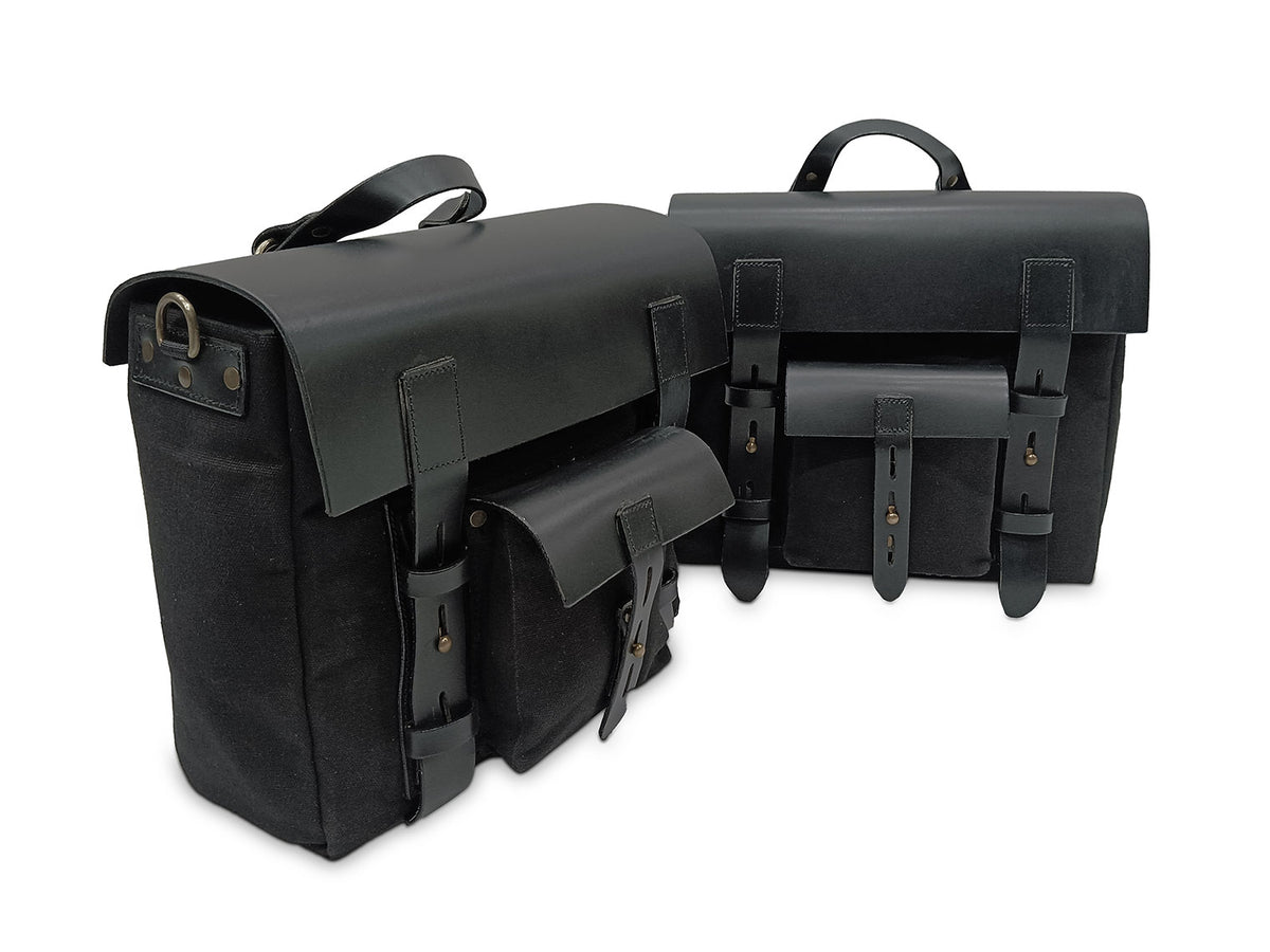 Fit For Royal Enfield Shotgun 650 Canvas Pannier Bags With Mounting Black