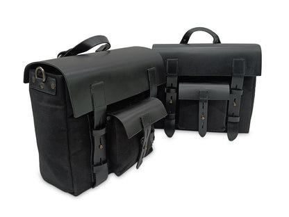 Fit For Royal Enfield Shotgun 650 Canvas Pannier Bags With Mounting Black