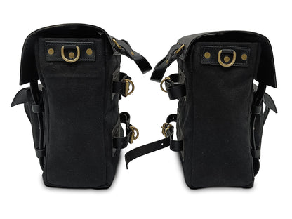 Fit For Royal Enfield Shotgun 650 Canvas Pannier Bags With Mounting Black