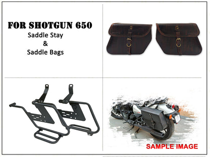 For Royal Enfield Shotgun 650 Pannier Bags Antique Brown Pair & Saddle Stay
