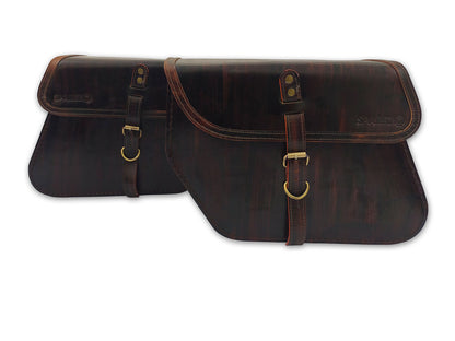 For Royal Enfield Shotgun 650 Pannier Bags Antique Brown Pair & Saddle Stay