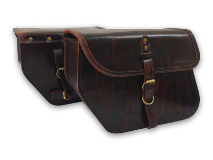 For Royal Enfield Shotgun 650 Pannier Bags Antique Brown Pair & Saddle Stay