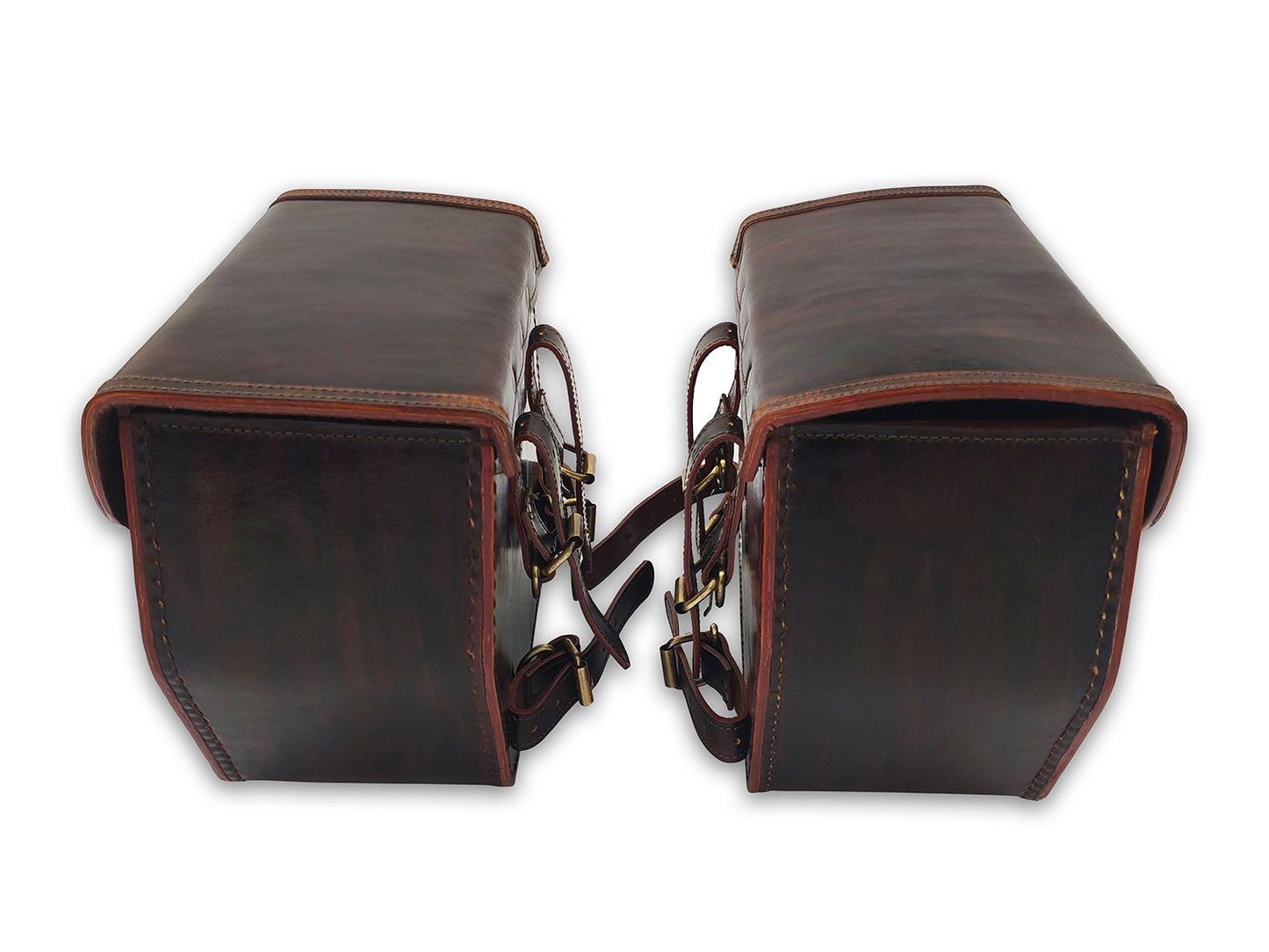 For Royal Enfield Shotgun 650 Pannier Bags Antique Brown Pair & Saddle Stay
