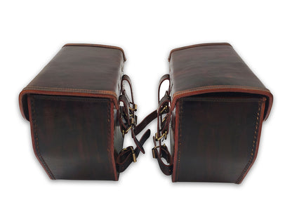 For Royal Enfield Shotgun 650 Pannier Bags Antique Brown Pair & Saddle Stay