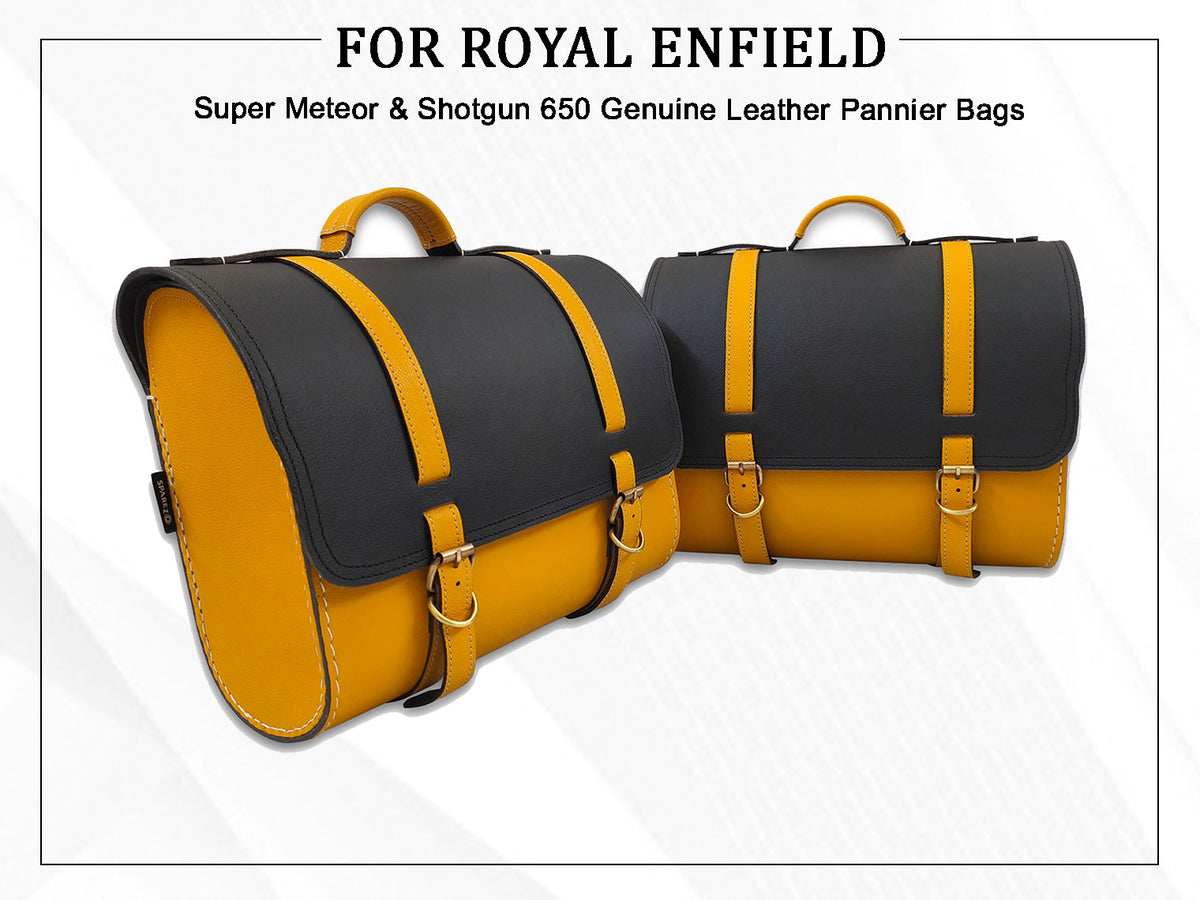 For Royal Enfield Super Meteor & Shotgun 650 Genuine Leather Pannier Bags D2