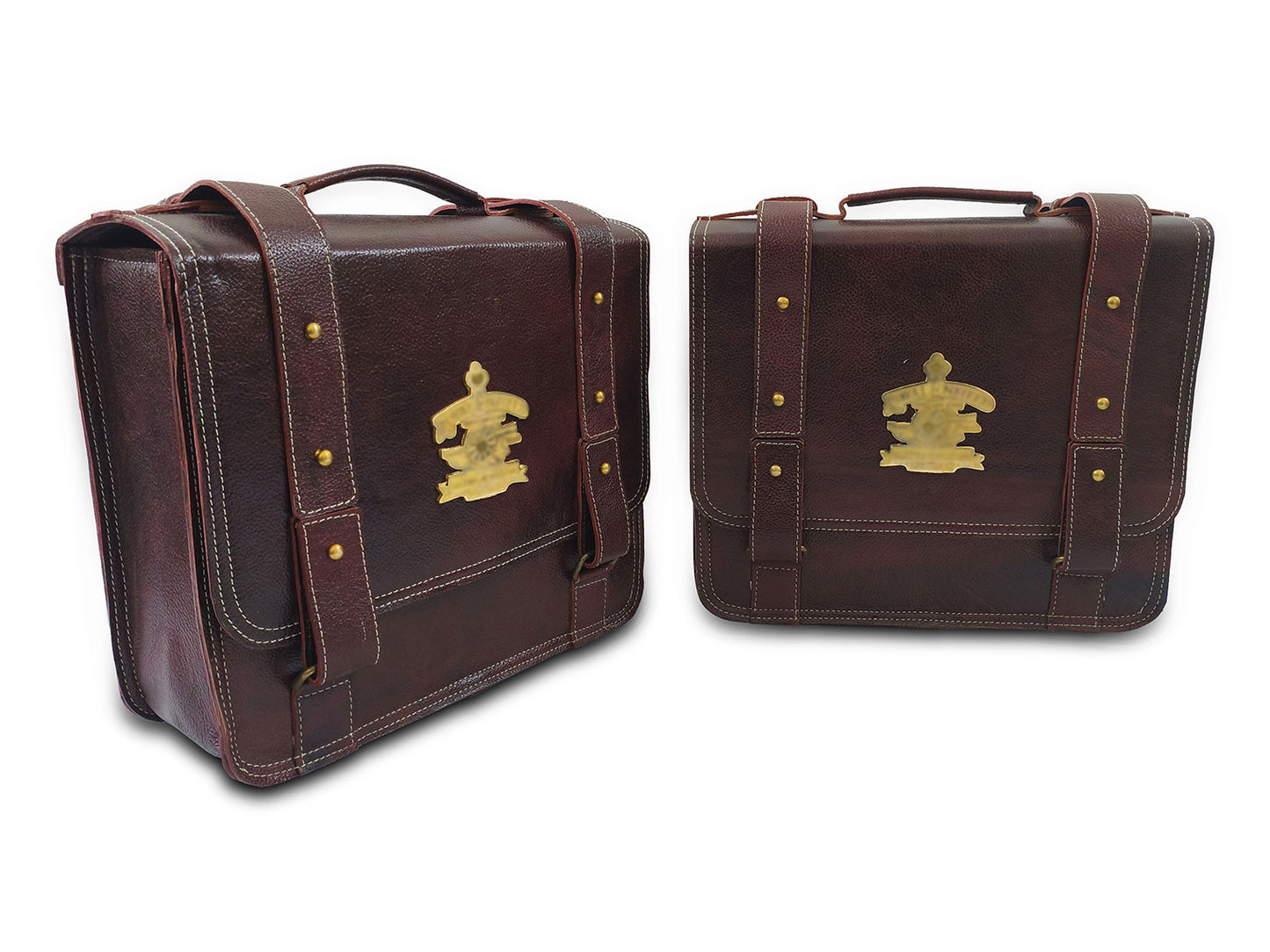 For Royal Enfield Super Meteor & Shotgun 650 Genuine Leather Pannier Bags D4