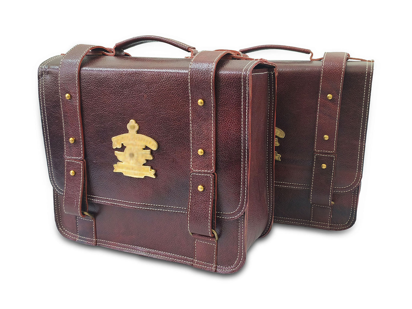 For Royal Enfield Super Meteor & Shotgun 650 Genuine Leather Pannier Bags D4