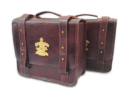 For Royal Enfield Super Meteor & Shotgun 650 Genuine Leather Pannier Bags D4