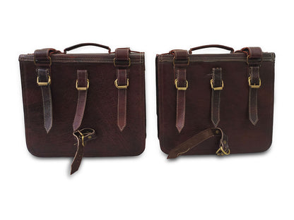 For Royal Enfield Super Meteor & Shotgun 650 Genuine Leather Pannier Bags D4